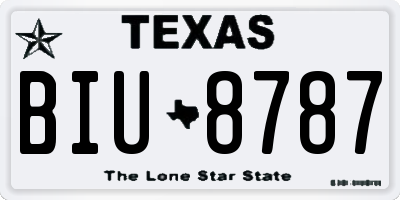 TX license plate BIU8787
