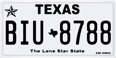 TX license plate BIU8788