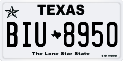 TX license plate BIU8950