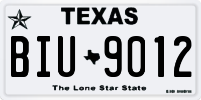TX license plate BIU9012