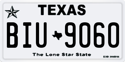 TX license plate BIU9060