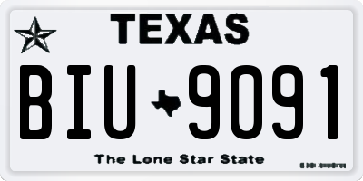 TX license plate BIU9091