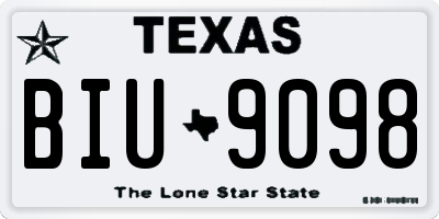TX license plate BIU9098