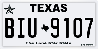 TX license plate BIU9107
