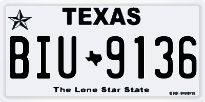 TX license plate BIU9136