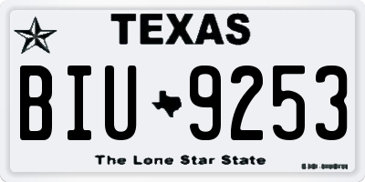 TX license plate BIU9253