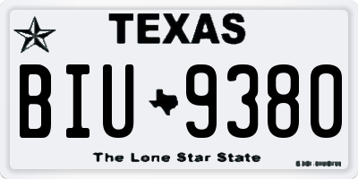 TX license plate BIU9380