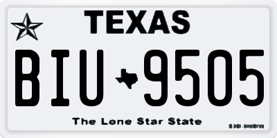 TX license plate BIU9505