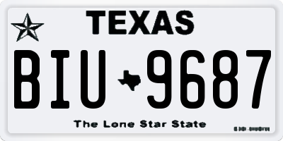 TX license plate BIU9687
