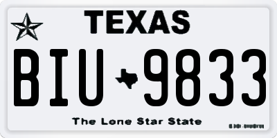 TX license plate BIU9833