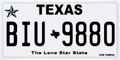 TX license plate BIU9880