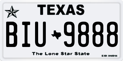 TX license plate BIU9888