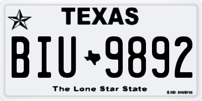 TX license plate BIU9892