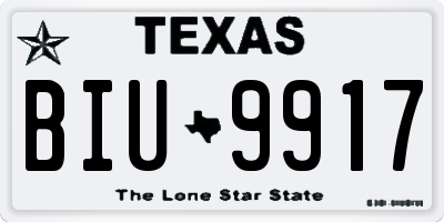 TX license plate BIU9917