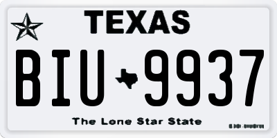 TX license plate BIU9937