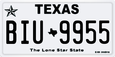 TX license plate BIU9955