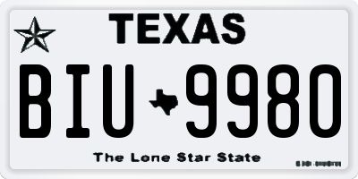 TX license plate BIU9980