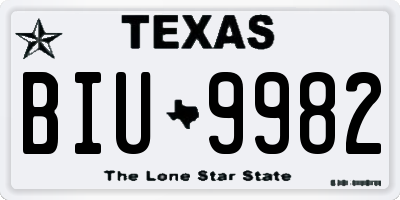 TX license plate BIU9982