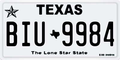 TX license plate BIU9984