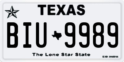 TX license plate BIU9989