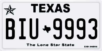 TX license plate BIU9993