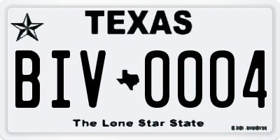 TX license plate BIV0004