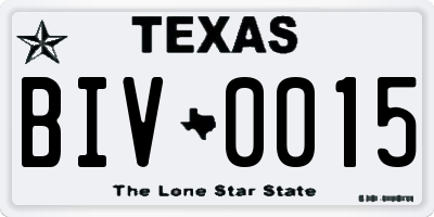 TX license plate BIV0015