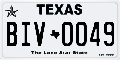TX license plate BIV0049