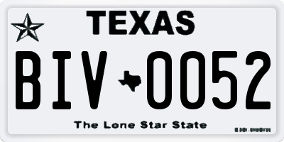 TX license plate BIV0052