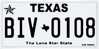 TX license plate BIV0108