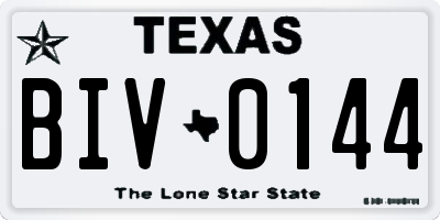 TX license plate BIV0144