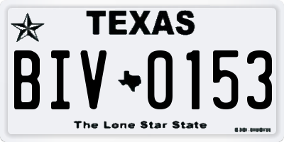 TX license plate BIV0153