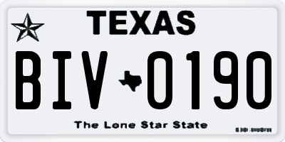 TX license plate BIV0190