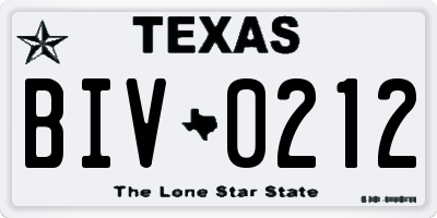 TX license plate BIV0212