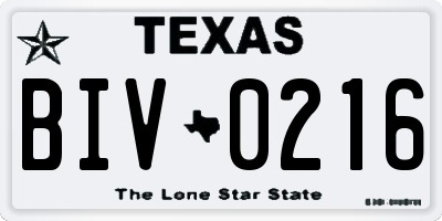 TX license plate BIV0216