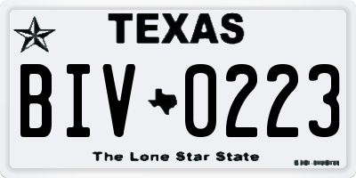 TX license plate BIV0223