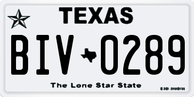 TX license plate BIV0289