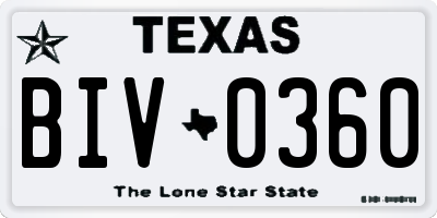 TX license plate BIV0360