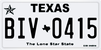 TX license plate BIV0415