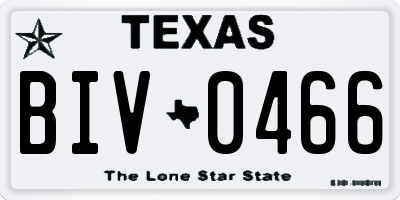 TX license plate BIV0466