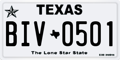 TX license plate BIV0501