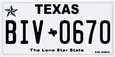 TX license plate BIV0670