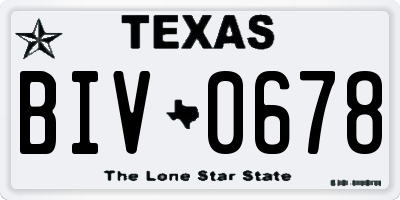 TX license plate BIV0678