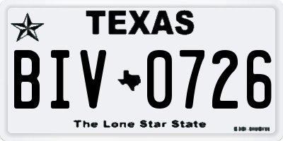 TX license plate BIV0726