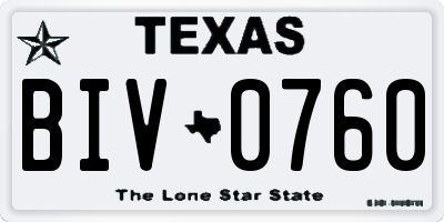 TX license plate BIV0760