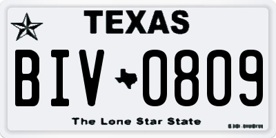 TX license plate BIV0809