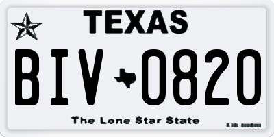TX license plate BIV0820