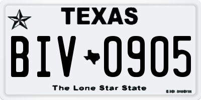 TX license plate BIV0905