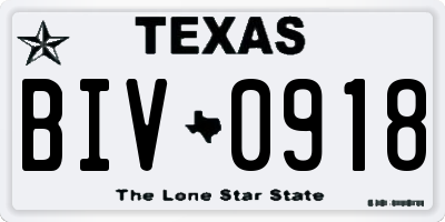 TX license plate BIV0918