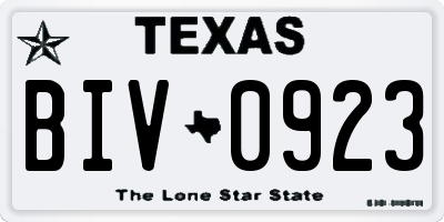 TX license plate BIV0923